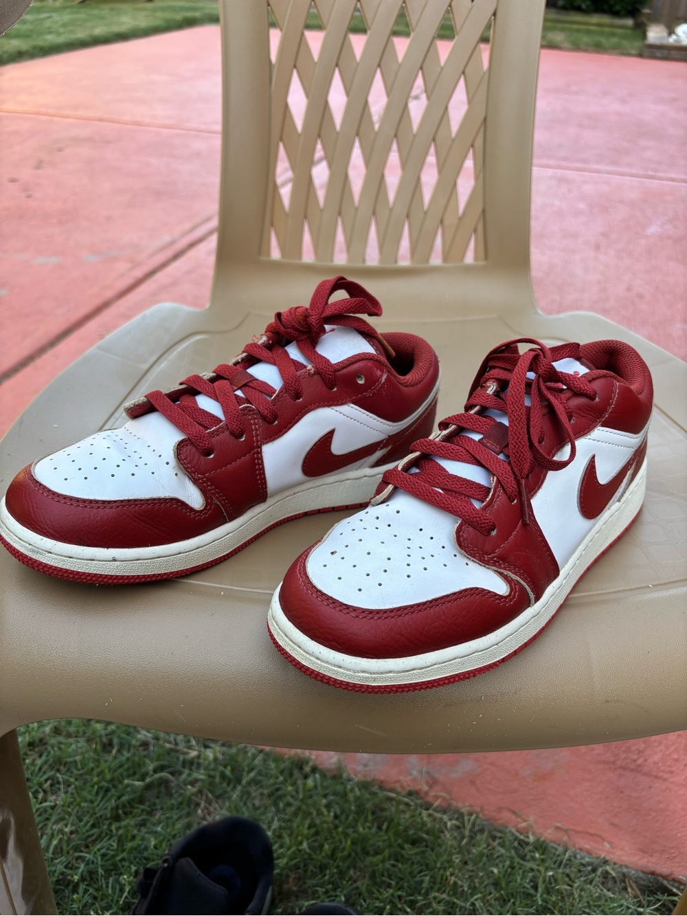 Nike White and Red Dunks Low-Top Swoosh Sneakers - Picture 2 of 5